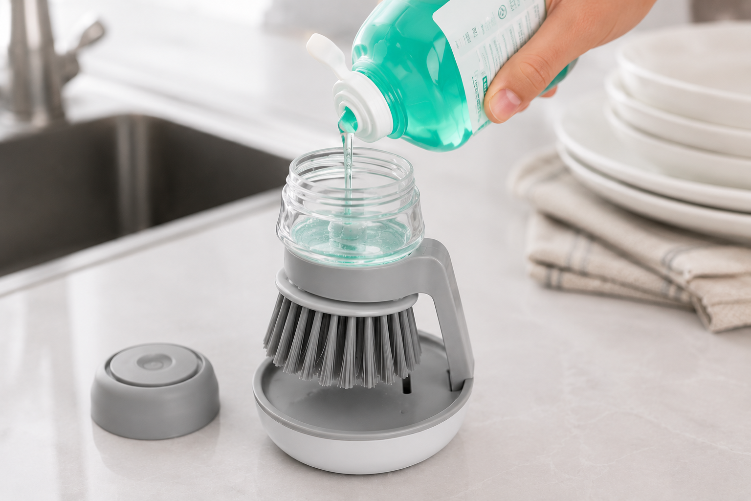 Scruva cepillo con dispensador de jabón
