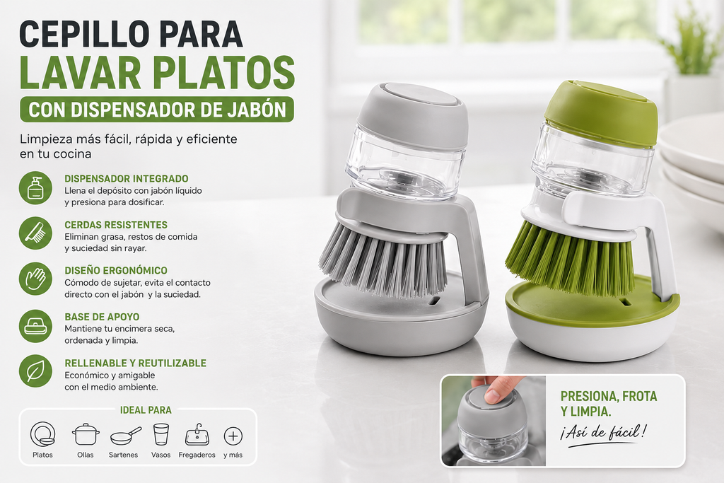 Scruva cepillo con dispensador de jabón